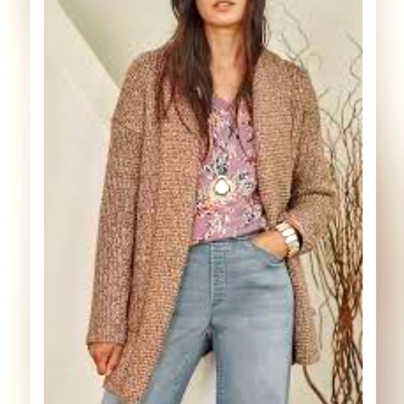 J.Jill Large Wool Blend Chunky Cable knit Cottagecore Open Pocket  Cardigan - Picture 1 of 10